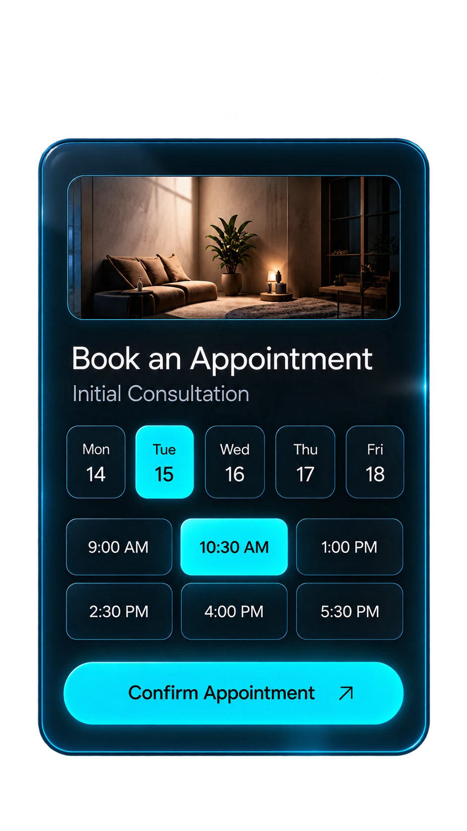 Illustrative interface with sample content