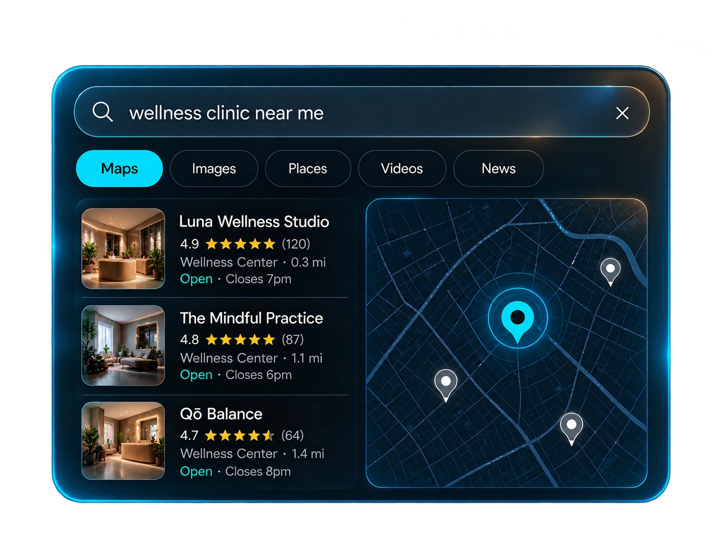 Illustrative interface with sample content